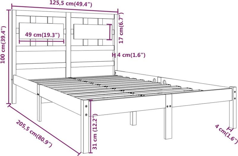 vidaXL Massivholzbett Weiß 120x200 cm