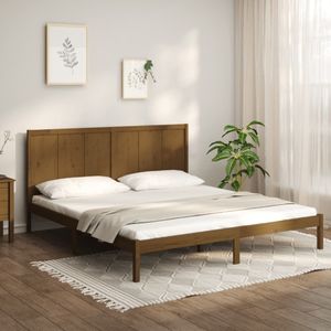vidaXL - Bedframe - massief - grenenhout - honingbruin - 200x200 - cm