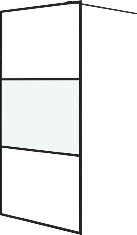 vidaXL - Inloopdouchewand - 100x195 - cm - halfmat - ESG-glas - zwart