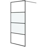 vidaXL Duschwand für Begehbare Dusche Schwarz 90x195cm Halbmatt ESG