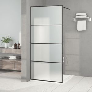 vidaXL - Inloopdouchewand - 90x195 - cm - mat - ESG-glas - zwart