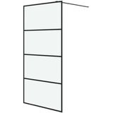 vidaXL Inloopdouchewand 100x195 cm mat ESG-glas zwart