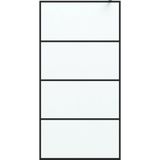 vidaXL Inloopdouchewand 100x195 cm mat ESG-glas zwart