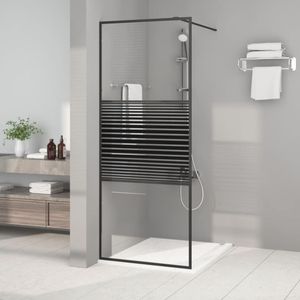 vidaXL - Inloopdouchewand - 80x195 - cm - transparant - ESG-glas - zwart