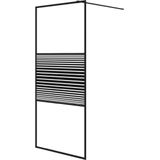 vidaXL Inloopdouchewand 90x195 cm transparant ESG-glas zwart