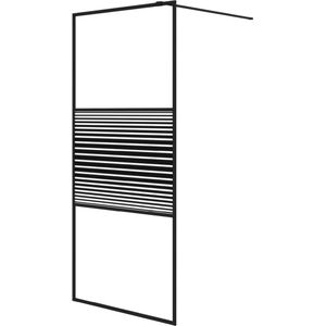 vidaXL Inloopdouchewand 90x195 cm transparant ESG-glas zwart