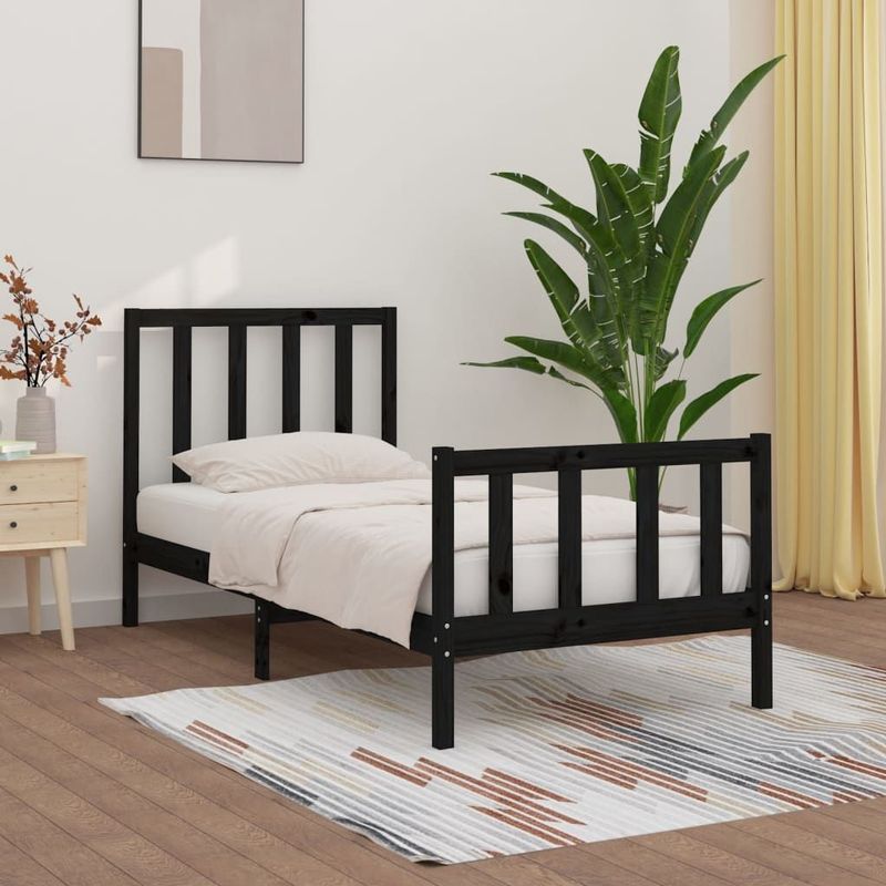 Massivholzbett Schwarz 100x200 cm vidaXL