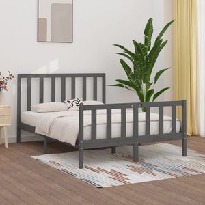 vidaXL Massivholzbett Grau 150x200 cm