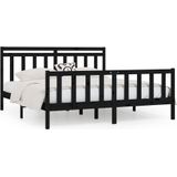 vidaXL - Bedframe - massief - grenenhout - zwart - 200x200 - cm