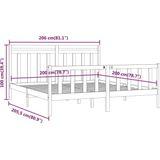 vidaXL Massivholzbett Schwarz Kiefer 200x200 cm