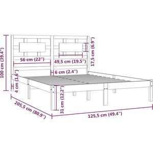 VidaXL Bedframe Massief Grenenhout Zwart 120x200 cm