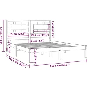 vidaXL Bedframe massief grenenhout zwart 160x200 cm