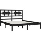 vidaXL Massivholzbett Schwarz Kiefer 200x200 cm