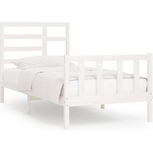 vidaXL Massivholzbett ohne Matratze Weiß 100x200 cm Kiefernholz