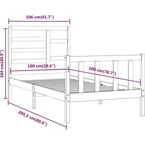 Massivholzbett Schwarz Kiefer 100x200 cm Vidaxl