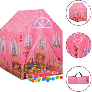 vidaXL - Kinderspeeltent - Roze - Polyester - Inclusief 250 Ballen