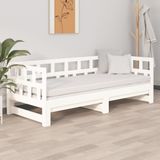 vidaXL - Slaapbank - uitschuifbaar - massief - grenenhout - wit - 2x(x200) - cm