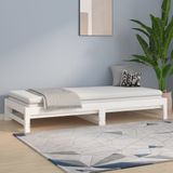 vidaXL - Slaapbank - uitschuifbaar - massief - grenenhout - wit - 2x(90x200) - cm