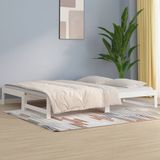 vidaXL - Slaapbank - uitschuifbaar - massief - grenenhout - wit - 2x(90x200) - cm