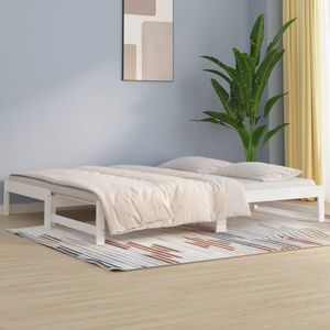 vidaXL - Slaapbank - uitschuifbaar - massief - grenenhout - wit - 2x(90x200) - cm