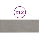 vidaXL - Wandpanelen - Lichtgrijs - 12 stuks - 3,24 m² - 90x30 cm - Fluweel