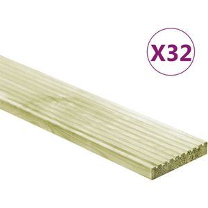vidaXL - Terrasplanken - 32 - st - 4,64 - m² - 1 - m - massief - grenenhout