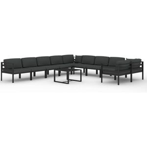 vidaXL - Loungeset - Antracietkleurig - Aluminium - 11-delig