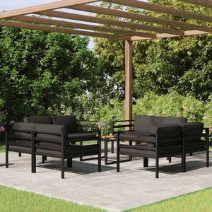vidaXL - 9-delige - Loungeset - met - kussens - aluminium - antracietkleurig