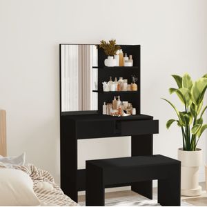 vidaXL - Kaptafel - Zwart - Bewerkt Hout - Met Spiegel
