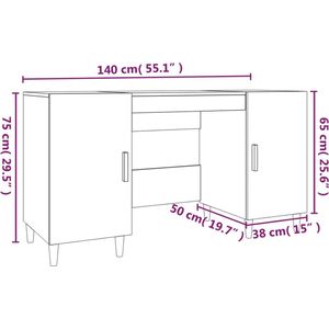 vidaXL-Bureau-140x50x75-cm-bewerkt-hout-wit