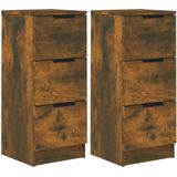 vidaXL Sideboards 2 Stk. Räuchereiche 30x30x70 cm Holzwerkstoff