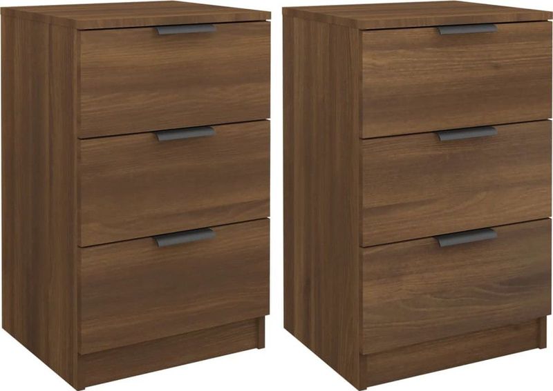 vidaXL Nachttische 2 Stk. Braun Eichen-Optik 40x36x65 cm