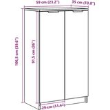 vidaXL Schuhregal Braun Eichen-Optik 59x35x100 cm Holzwerkstoff