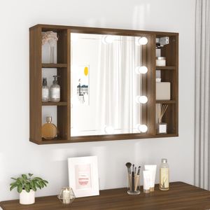 vidaXL - Spiegelkast - met - LED-verlichtingx15x55 - cm - bruin - eikenkleur