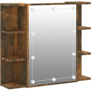 VidaXL Spiegelkast met LED-verlichting 70x16,5x60 cm - Gerookt Eiken
