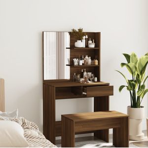 vidaXL Kaptafel met kastje 80x35x132 cm bruin eikenkleur