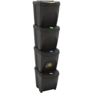 vidaXL Vuilnisbakken - 4 Stuks - 100 L - Grijs - Polypropeen