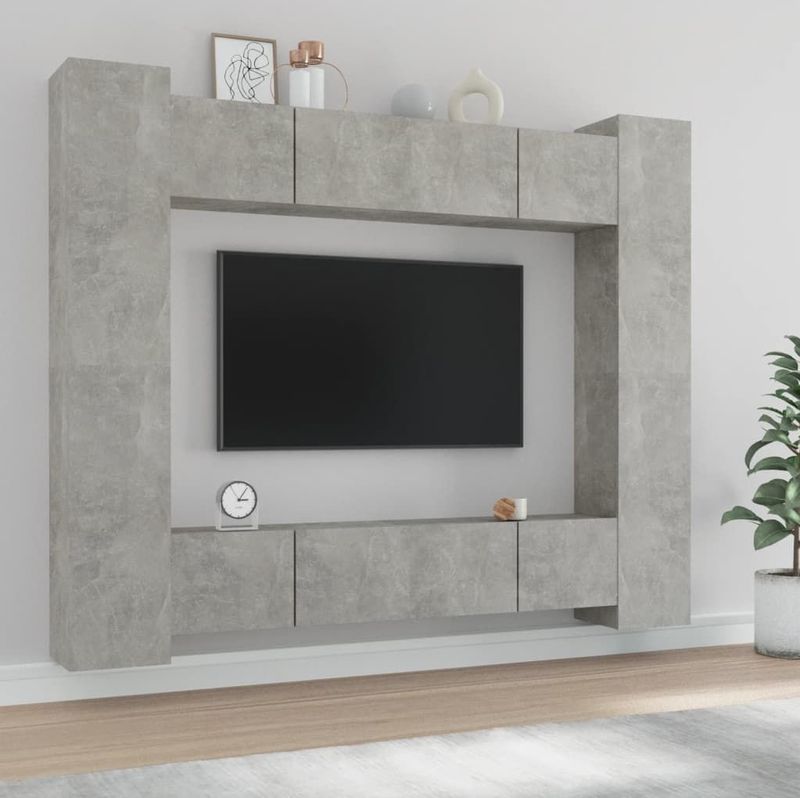 Vidaxl - 8-tlg. TV-Schrank-Set Betongrau Holzwerkstoff