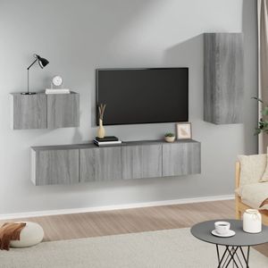 VidaXL 4-delige TV-meubelset - Bewerkt Hout - Grijs Sonoma Eikenkleurig