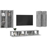vidaXL-6-delige-Tv-meubelset-bewerkt-hout-betongrijs