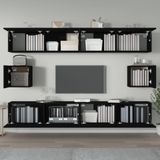 vidaXL-6-delige-Tv-meubelset-bewerkt-hout-zwart