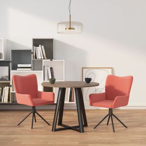 vidaXL Eetkamerstoelen - Draaibaar - Roze - Fluweel