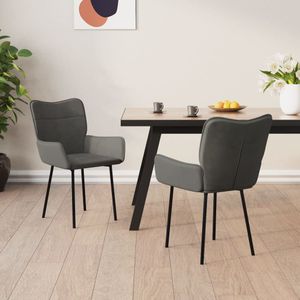 vidaXL Esszimmerstühle 2 Stk. Dunkelgrau Samt