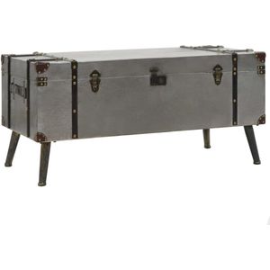 vidaXL - Salontafel - Antieke Stijl - Bewerkt Hout - Aluminium - Ruime Opbergruimte