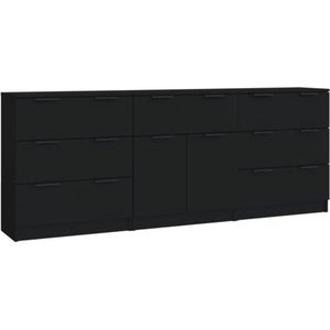 3-tlg. Sideboard Schwarz Holzwerkstoff vidaXL