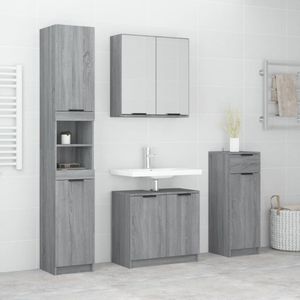 vidaXL 4-tlg. Badmöbel-Set Grau Sonoma Holzwerkstoff