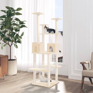 vidaXL - Kattenmeubel - met - sisal - krabpalen - 167 - cm - crèmekleurig