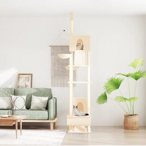 vidaXL Kattenmeubel - Crèmekleurig - Pluche - Sisal Krabpalen