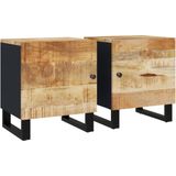 VidaXL Nachtkastjes 2 st 40x33x46 cm Massief Mangohout