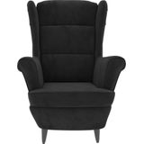 vidaXL Fauteuil met voetenbank fluweel zwart